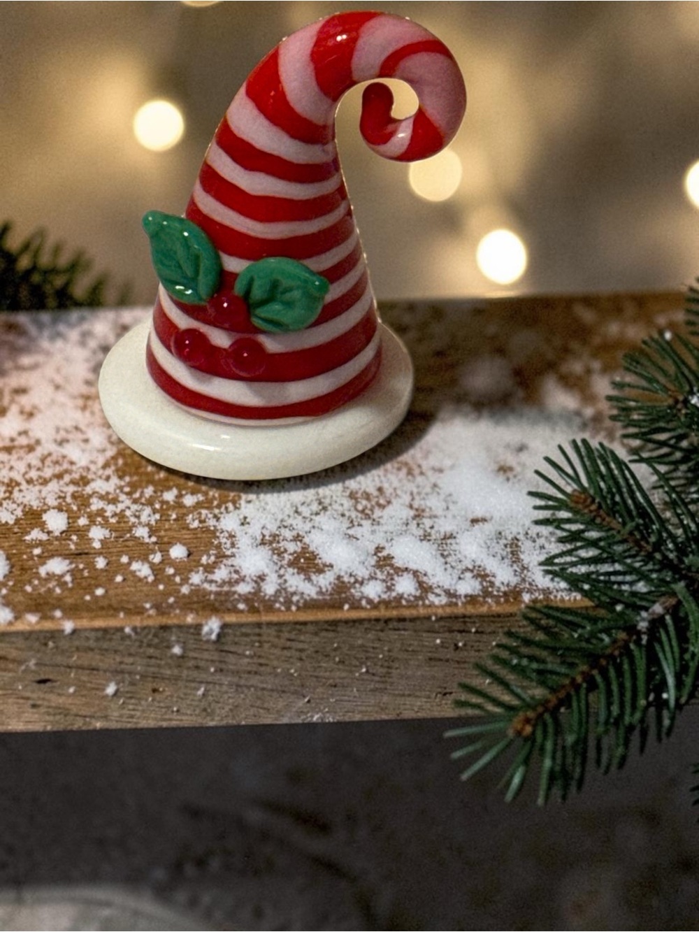 Pier 1 Handcrafted Santa Hat Glass NIB